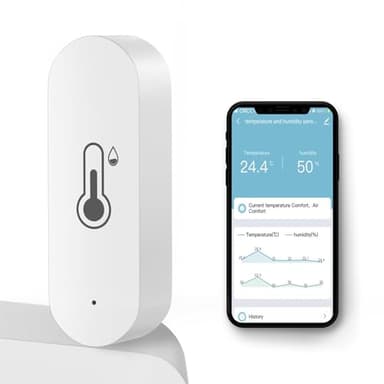 WiFi Temperature Humidity Sensor Smart Hygrometer Thermometer Sensor with APP Remote Monitor and Alert High Precision Indoor Thermometer No Hub Required, Compatible with Alexa Google Assistant