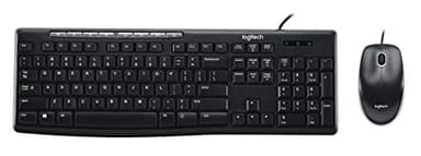 Logitech MK200 Media Combo Wired Keyboard and Mouse, Full-Size Keyboard with Easy-Access Media Controls, High-Definition Optical Mouse, Plug and Play USB Connection – Black
