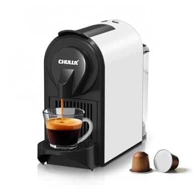 CHULUX Mini Espresso Machine for Nespresso Pod, 20 Bar Single Serve Coffee Maker, 1400W, White