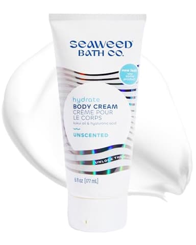Seaweed Bath Co. Hydrate Body Cream - Unscented | Nourishing Moisturizer for Body and Hands | With Vitamin E, Hyaluronic Acid and Shea Butter For Dry Skin | 6 oz