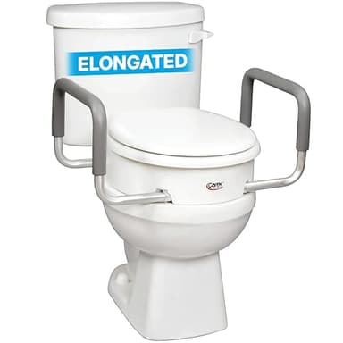 Carex 3.5 Inch Raised Toilet Seat with Arms, Elongated Toilet Seat Riser, Up to 250 lbs Capacity, Elevating & Raising Seat for Elderly & Handicap, Universal, Slip-Resistant with Padded Handles, White