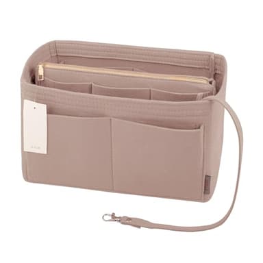 ZTUJO Purse Organizer Insert, Felt Bag Organizer with Metal Zipper, Handbag & Tote Shaper, For Speedy Neverfull Tote, 7 Sizes(Medium, Beige)