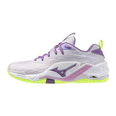 Mizuno Wave Stealth Neo 2 Unisex Volleyball Shoe | Unisex Indoor Court Shoe | White/Lavender | US Men's 8.5 | US Women's 10