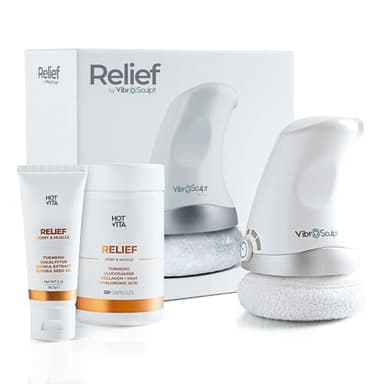 Vibro Sculpt Relief Bundle – Handheld Massager for Muscle & Joint Comfort with Relief Gel & Capsules, At-Home Massage Device for Full-Body Relaxation & Daily Wellness Support