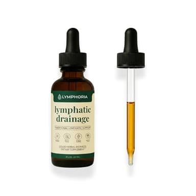 LYMPHORIA Lymphatic Drainage Drops for Bloat Relief & De-Puff – Cleavers, Red Clover, Stillingia Root & Prickly Ash Bark – Lymph Node Detox Cleanse, Fluid Retention – Alcohol-Free, Vegan, 2 Fl Oz