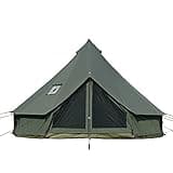 WaldZimmer Canvas Bell Tent 16.4ft Green with Stove Jack and Zipped Removable Floor, Luxury Outdoor Glamping Yurt Cotton Tent for Family Truck Car Camping Hunting Party