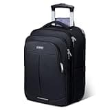 Lekespring Rolling Backpack for Adults,17 Inch Waterproof Underseat Carry On Luggage, Wheeled Carry-on Luggage, Travel Backpack for Men Women， Trolley Laptop， Black Medium