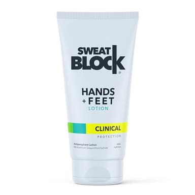 SweatBlock Antiperspirant Lotion for Hands & Feet - CLINICAL STRENGTH for Men & Women - Hyperhidrosis Aid to Stop Excessive Sweating - Reduces Foot Odor - Moisturizing w/ Aloe - Travel Size 1.69 fl oz