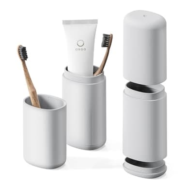 BALUCA Travel Toothbrush Case, Portable Tooth Brush Holder and Toothpaste Cover Container with Mouthwash Cup, Compact Oral Clean Tools Organizer for Traveling/Camping/School/Home - Large Capacity