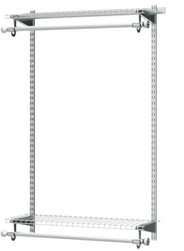 Rubbermaid Configurations Closet Shelves & Hanging Kit (2) 26" Shelves Titanium Custom Pantry Organizer and Storage/Clothes Rack for Home/Laundry/Bathroom/Mudroom/Pantry/Linen Closet