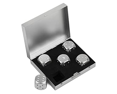 DS.DISTINCTIVE STYLE Aluminum Alloy Dice 5 Pieces 16mm Portable Metal Dices with Case 6 Sided Dice for Party Game