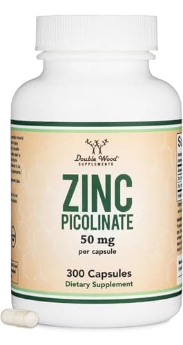 Zinc Picolinate 50mg, 300 Capsules (Immune Support) Non-GMO, Gluten Free (300 Day Supply) by Double Wood Supplements