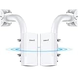 Wireless Bridge with 2 Brackets, UeeVii 5.8G Point to Point WiFi Bridge, 2KM Long Range Outdoor CPE with 2x100Mbps LAN Ports, 24V PoE Injector, Ideal for Barn, Garage, or Shop Network Extension