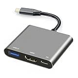 USB C to HDMI Multiport Adapter Cable with Charging Port, USBC HDMI Adapter Converter for Mac iPad pro MacBook, 4K HDMI to USB C Hub Adapter for Monitor Laptop, USB-C to USB 3.0 Adapter 10Gbps Dongle