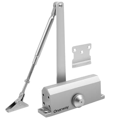 Onarway Automatic Door Closer Size-3: Hydraulic Slam-Free Soft Close, Adjustable Closing Speed, Quiet & Safe for Residential Home, Light Commercial & Office (95–128 lbs), Silver, Easy Install