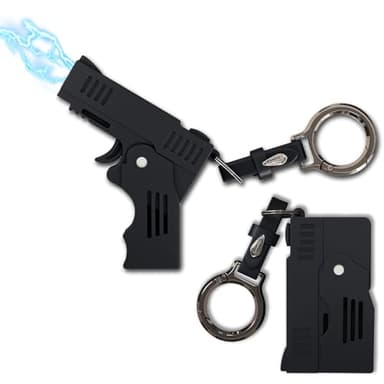 Mini Stun Gun with Keychain, Rechargeable Personal Security Device with Safety Switch, LED Flashlight