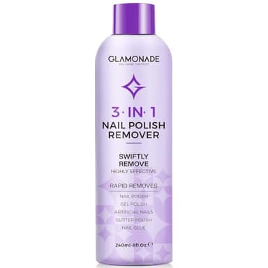Glamonade Acetone Nail Polish Remover: Professional Gel Polish Remover for Nails - Gel Nail Polish Remover for Removal of Gel/Glue/Artificial nail - with Grape Seed Oil for Gentle Removal(8 Fl Oz)