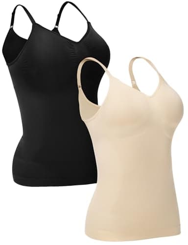 ATTLADY Compression Tank Tops for Women, High Shaping Scoop & V-Neck Cami, Shapewear Tummy Control Camisole