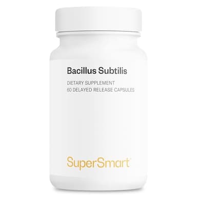 Supersmart - Bacillus Subtilis 3 Billion CFU per Day (High Potency) - Spore Probiotic Supplement | Non-GMO & Gluten Free - 60 DR Capsules