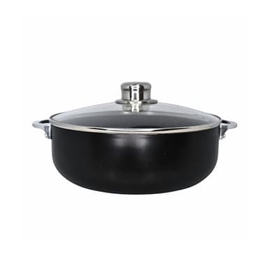 IMUSA 4.4Qt Bistro Ceramic Nonstick Caldero/Dutch Oven with Glass Lid, Black