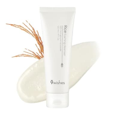 9 wishes Rice Foaming Cleanser - Pore Cleanser with Real Rice Powder for Gentle Exfoliation and Blackhead Removal, Korean Skin Care, 4 fl oz