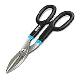 DNA MOTORING Straight Cut Tin Snip Shears, Heavy Duty High Carbon Steel with Vinyl-Dipped Handles, Black/Blue, TOOLS-00491