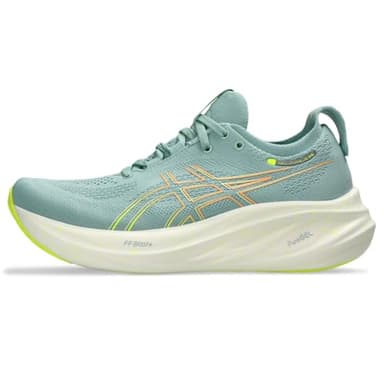 ASICS Women's Gel-Nimbus 26 Running Shoes, 10, Light Celadon/Safety Yellow