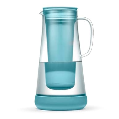 LifeStraw Home– Water Filter Pitcher, 7-Cup, Glass with Silicone Base, Juniper, for Everyday Protection Against Bacteria, Parasites, Microplastics, Lead, Mercury, PFAS and a Variety of Chemicals