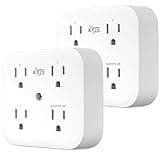 KMC Smart Tap Mini 2-Pack, 4-Outlet Wall Mounted Plug Adapter, 3 Independently Controlled Wi-Fi Outlets, Compatible with Alexa & Google Assistant, No Hub Required