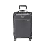 Briggs & Riley Essential Carry On Expandable Spinner - Luggage for Travel, Suitcases with Wheels, Softside Rolling Bag for Men & Women, TSA Approved Lock, Self-Repairing Zipper - Baseline, Steel Gray