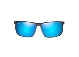 Maui Jim Men's Wana Polarized Rectangular Sunglasses, Brushed Dark Gunmetal/Blue Hawaii, Large