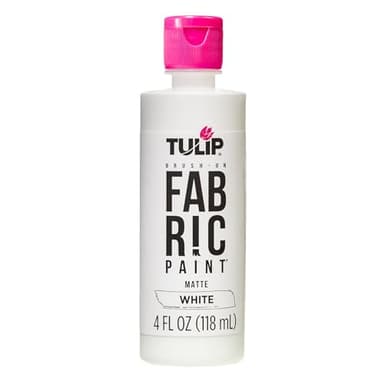 Tulip Brush-On Fabric Paint, Create Permanent Designs, Great for Fashion and Decor Crafts, White, 4 oz