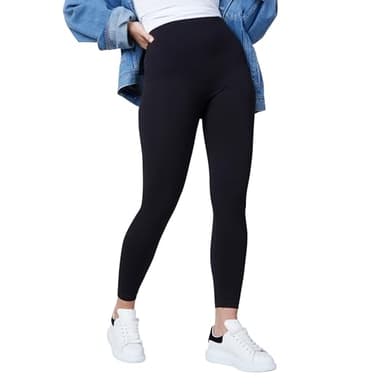 SPANX Seamless Leggings - High-Waist Fit - Athletic Wear for Women - Core Control for Shaping - Soft Nylon-Elastane Blend - Very Black - 1X