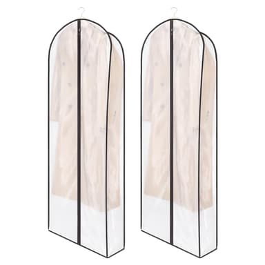 Zilink Breathable Fur Coat Storage Bags 60" Dress Bags for Gowns Long Dust Covers for Hanging Clothes with 7" Gussted Wrinkle Free for Leather Jacket Fur Coat Puffy Dress Storage, Set of 2