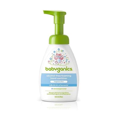 Babyganics Alcohol-Free Foaming Hand Sanitizer, Pump Bottle, Fragrance Free, 8.45 oz, Packaging May Vary