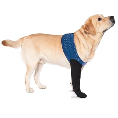 COODEO Dog Socks to Prevent Licking Paws, Healing Boots & Paw Protectors with Non-Slip Bottoms for Wound Protection, Waterproof Sleeve Shoes for Licking（Blue，L_Left