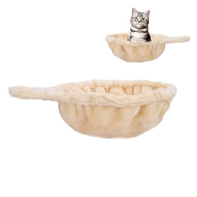 UXIETIN Beige Cat Hammock, Extra Large (12.4"), Cozy Hammock with Deep Basket, Attachment Design for Cat Tower