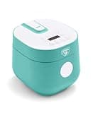 GreenLife 4-Cup Digital Rice Cooker, PFAS & PFOA-Free Removable Ceramic Dishwasher Safe Pot, Healthy Cooking Oats Grains & More, Auto Presets, Touch-screen, Delay & Keep Warm, Paddle Included, Turquoise
