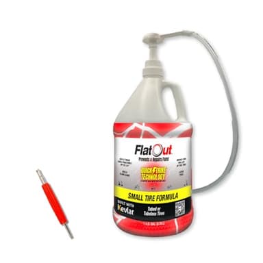 QuickStrike Tire Sealant - Small Tire/Bicycle Formula - New Formula - Prevents Flat Tires - Seals Leaks - Contains Kevlar - Tubeless Tire Sealant - 1 Gallon + Tool