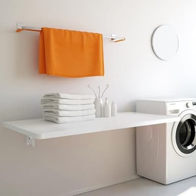 koretech Laundry Folding Table, 32'' x 16'' Wooden Wall Mount Desk, Laundry Table for Folding Clothes, White, 32'' Length