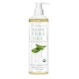 NTRSNS NaturSense USDA Organic Aloe Vera Gel from 100% Pure Aloe. Same Gentle Aloe, Pink/Amber Color is Natural. Great for Hair, Scalp, Face, Dry Skin, Acne, Sunburn, Sensitive Skin. Unscented, 12 oz.