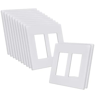 CML 2-Gang Decorator Screwless Wall Plates, 12 Pack Child Safe Switch Plate Covers, Double Receptacle Outlet Cover, Standard Size 4.68”X 4.72”, Impact Resistant, Glossy White