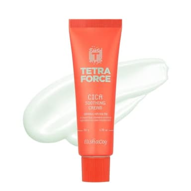 Elishacoy | TETRAFORCE Cica Soothing Cream for Acne-Prone Skin, Lightweight Non-Comedogenic Moisturizer with Centella Asiatica & Hyaluronic Acid, Calming & Hydrating Cream for Sensitive Skin, 50g