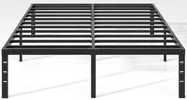 NEW JETO Metal Bed Frame,Full Size Bed Frame with Storage Space,Heavy Duty Sturdy Mattress Foundation,Easy Assembly,No Box Spring Needed, Black,18 Inch,Full