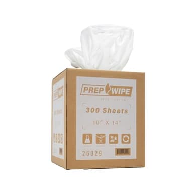26029 Prep Wipe WHITE Lint Free Cleaning Towels Pack of 300 Sheets, 10" x 14" (1 Box) - Multi-purpose, Reusable, Perforated, Industrial Grade Perforated Sheets- 26029