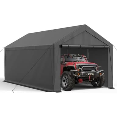 10x20 Carport, Heavy Duty Carports with Removable Sidewalls, Waterproof and UV-Resistant, Portable Outdoor Garage Shelter for Cars, Vehicles, and Boats, Gray