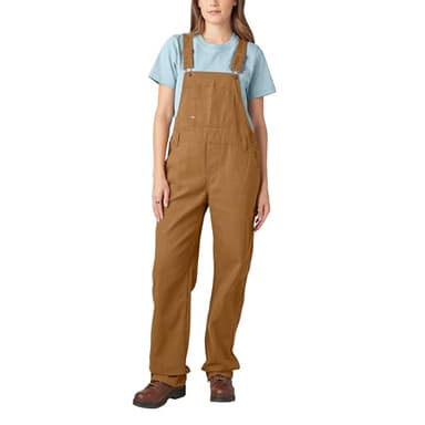 Dickies Women's Bib Overall, Rinsed Brown Duck Large