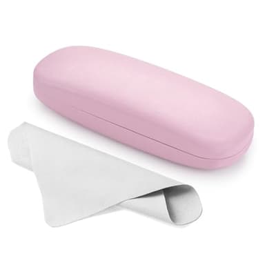 Marvolia Glasses Case Hard Shell Eyeglasses Case PU Leather Protective Case for Sunglasses Eyeglasses with Cleaning Cloth for Men Women - Pink