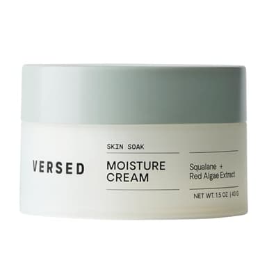 Versed Skin Soak Rich Moisture Face Cream - Daily Facial Moisturizer with Squalane Oil, Hyaluronic Acid, Vitamin E + Red Algae - Smooth, Non-Greasy Night Cream for Aging, Dry Skin - Vegan (1.5 oz)