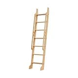 KINMADE 8 ft Rolling Library Ladder, Sturdy Wood Step and Build-in Handrail, Multi-use for Loft Stairs/Bookshelf, Red Oak (Total Length 93.4’’)